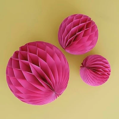 Image of Ginger Ray Fuchsia Hanging Honeycomb Paper Party Decorations 3 Pack
