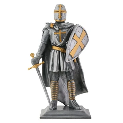 Image of Templar Knight Medieval Collectible Statue Figurine H: 9&quot;