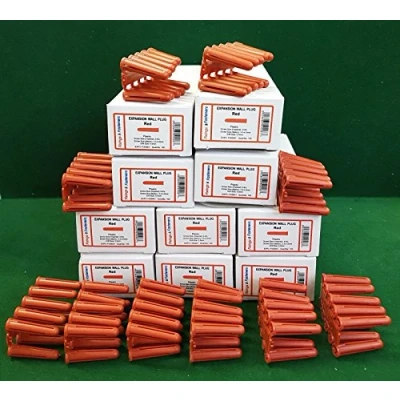 Image of 1000 x Wall Plug Plastic Expansion Fixing Raw Rawl Plugs 5.5mm Red
