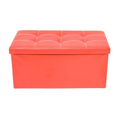 Image of Rebecca Mobili Ottoman Bench Pouffe Storage Foot Rest Stool Seat Red Modern House decor Living room Hall Bedroom 38 x 76 cm (H W D) Art. RE4623