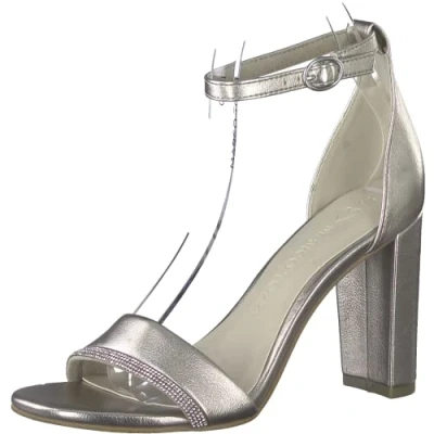 Image of MARCO TOZZI Women&#039; 2 28022 30 Heeled Sandal, Platinum Comb, 7.5 UK