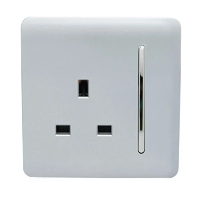 Image of Trendi 1 Gang Artistic Modern Glossy 13 Amp Switched Tactile Plug Socket Silver