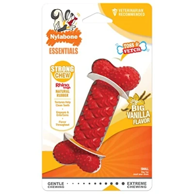 Image of Nylabone Strong Natural Rubber Braided Bone Dental Dog Chew Toy, Vanilla Flavour, Small, for Dogs up to 11kg