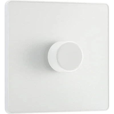 Image of BG Electrical Intelligent Single Wall Dimmer Switch, 2 Way, Screwless Front Plate, Evolve, Pearlescent White, 200W, PCDCL81W