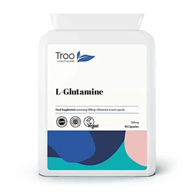 Image of L Glutamine Supplement (500mg) 90 High Strength Capsules Targeted Release Amino Acid UK Manufactured to GMP Standards