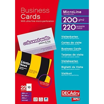 Image of Decadry 200gsm Business Cards 220 (85x54mm) White OCB 3327
