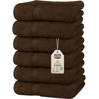 Image of Utopia Towels Premium Beige Hand 100% Combed Ring Spun Cotton, Ultra Soft and Highly Absorbent, Extra Large, Hotel &amp; Spa Quality (6 Pack)