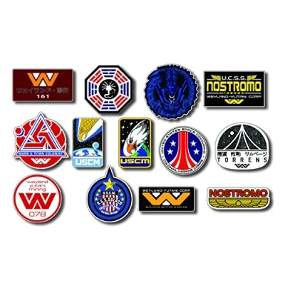 Image of STICKERZZZ!!! NOSTROMO WEYLAND YUTANI CORP SULACO , ALIEN ALIENS Set of 13 PVC Stickers Digitaly Printed on a ORAFOL media an UV LAMINATED