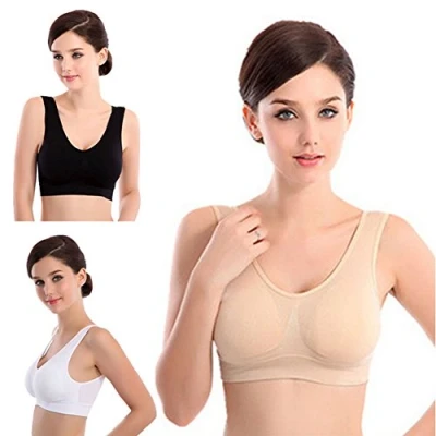 Image of Lifecolor 3 Packs Women&#039;s Seamless Wire Free Sports Bra Yoga with Removable Pads (XXL)