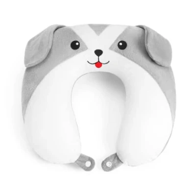 Image of Mousehouse Gifts Awesome Animal U shaped Memory Foam Travel Pillow, kids/adults (Grey Dog)