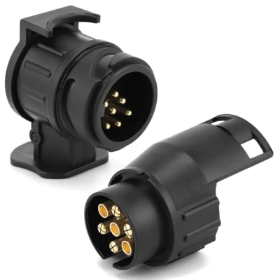 Image of QWORK® 13 Pin to 7 and Towing Adaptor, 12V Waterproof Trailer Socket Converter Connector for Caravans Trailers