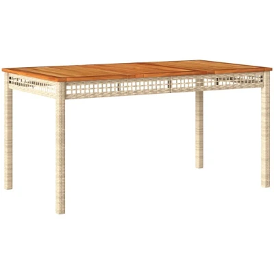 Image of vidaXL Garden Table Beige 140x80x75 cm Poly Rattan Acacia Wood