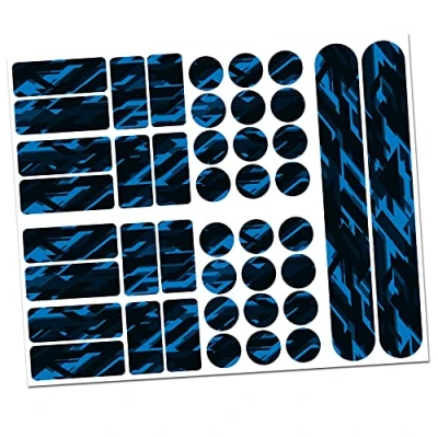 Image of Finest Folia 34 Piece Bicycle Frame Protective Film Sticker MTB BMX Chain Paint Protection (06 Racing Neon Blue)