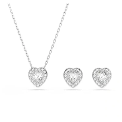Image of Swarovski Ariana Grande x set, Mixed cuts, Heart, White, Rhodium plated