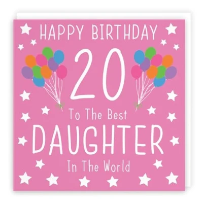 Image of Hunts England Large Daughter 20th Birthday Card Happy 20 To The Best In World Iconic Collection 210 x mm Age