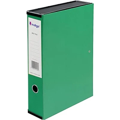 Image of indigo® Premium Box File Foolscap 75 mm (Green, Pack of 5)