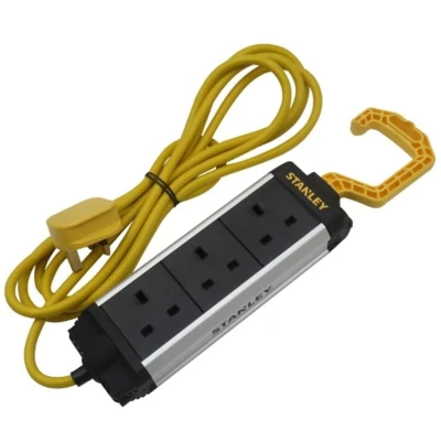 Image of Stanley 3 Gang Powerboard with Foldable Hook 3m