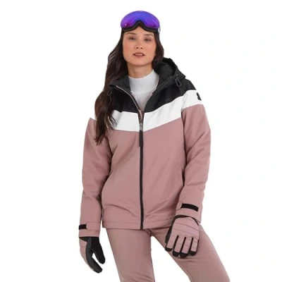Image of TOG24 Panorama Womens Waterproof Ski &amp; Snowboard Jacket Durable Colour Block Material Windproof Breathable Fabric Helmet Friendly Hood Snow Cuffs Snowskirt Pass Pocket Goggle Wipe Attached