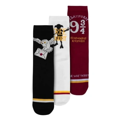 Image of Harry Potter Socks for Women Hedwig Dobby Gleis 9 3/4 Women&#039;s Sneaker Stockings (Pack of 3), multicoloured, 39 42