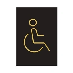 Image of Disabled Toilet Sign Rigid Plastic 105x150mm Black/Gold Y6698804