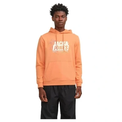 Image of JACK &amp; JONES Male Hoodie Logo Hoodie, Tangerine, XL