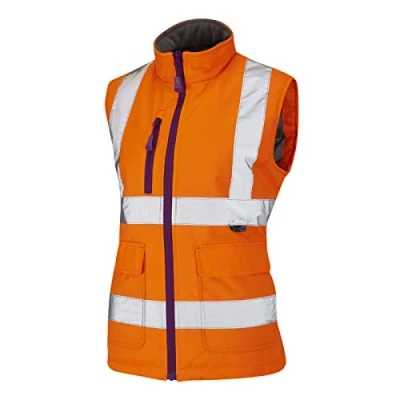 Image of Leo Workwear BWL01 Sandymere Ladies Hi Vis Bodywarmer#L Orange