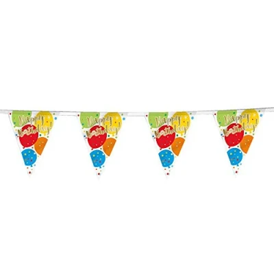 Image of Vibrant Glitzy Gold Birthday Flag Banner (3.6 meters 1 Piece Celebration Decor for Parties &amp; Events