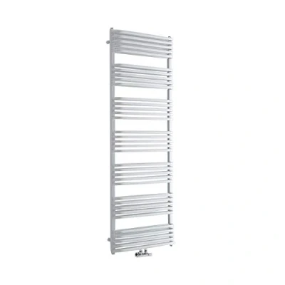 Image of Milano Bow White D Bar Middle Connection Heated Towel Rail 1800mm x 600mm