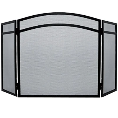 Image of Fire Vida Screen Arched Black Spark Guard Fireplace Fireside Panel