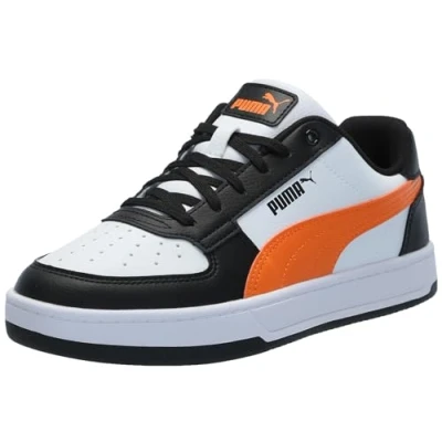 Image of PUMA Kids Caven 2.0 Shoes, Color White/Rickie Orange/Black, Size: 11 UK