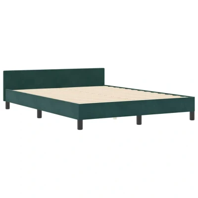 Image of vidaXL Bed Frame Dark Green 140x190 cm Velvet