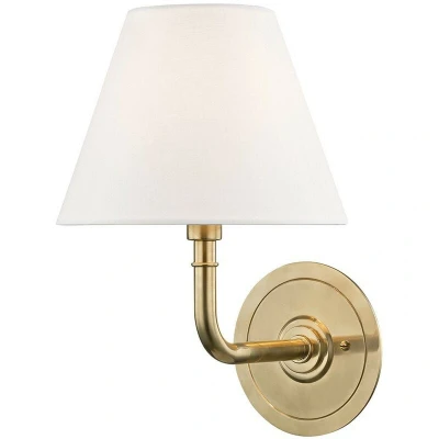 Image of Signature No.1 1 Light Wall Sconce Brass, Linen
