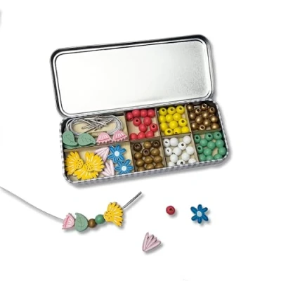 Image of COTTON TWIST Kids Wildflower Bracelet Making Craft Kit Children Creative Beading Jewellery Designing DIY Play Set with Tin Suitable for 3 8 Years