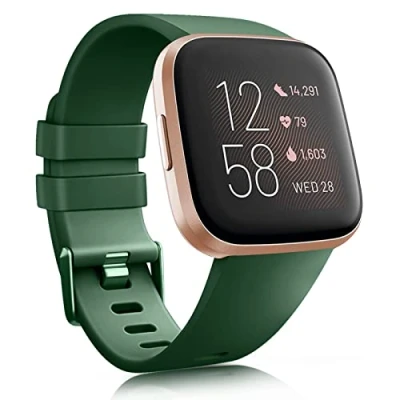 Image of Zoye Silicone Straps Compatible with Fitbit Versa 2 Straps/ Strap/Versa Lite SE Strap, Soft Replacement Sport Wristbands Accessories for Women Men (Dark Green), L 7.1&#039;&#039; 8.7&#039;&#039;