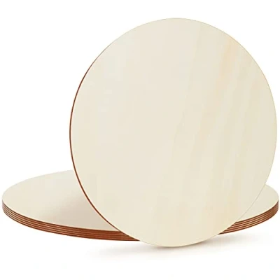Image of Belle Vous 6 Pack of Wooden Unfinished Round Circles 45cm/17.72 Inches with 2.4mm Thickness Plain Natural Blank Wood Discs Slices Cutouts for Crafts, Coasters, Home Decorations and Ornaments