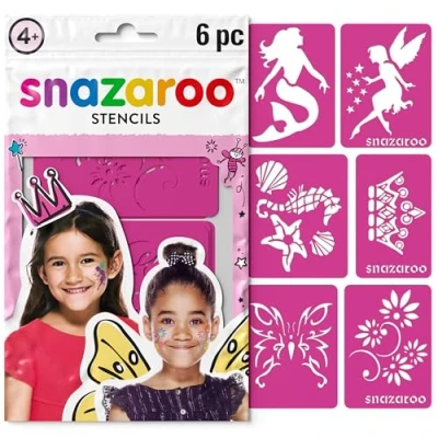 Image of Snazaroo Re usable Face Paint Fantasy Stencils, Pink, 6 Pcs