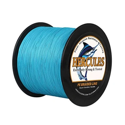 Image of Hercules Braided Fishing Line 2000m 2187yds 6lbs 100lbs Pe Superline 4 Strands (Blue 60lb/27.2kg 0.40mm)