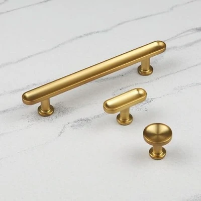 Image of 128mm Brushed Gold Cabinet Handle Round Cupboard Door Drawer Pull Wardrobe Furniture Replacement Upcycle