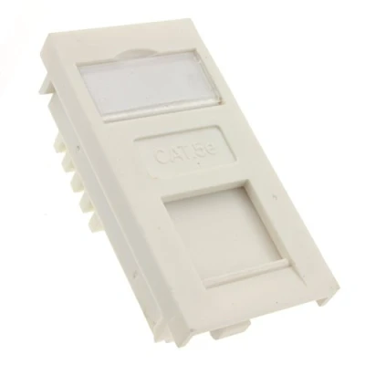 Image of kenable CAT5e Patch Cable RJ45 Module Keystone with Name Plate in White [CAT5e Socket]