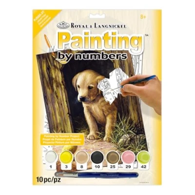 Image of Royal &amp; Langnickel Painting by Numbers A4 Size Labrador Puppy Designed Set