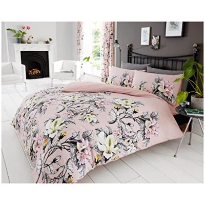 Image of Gaveno Cavailia Eden Luxurious Bed Set with Duvet Cover and Pillow Cases, Polyester Cotton, Double Pink