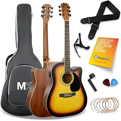 Image of MX by 3rd Avenue Performance Series Electro Acoustic Guitar Full Size Package with Sunburst Cutaway Spruce Top