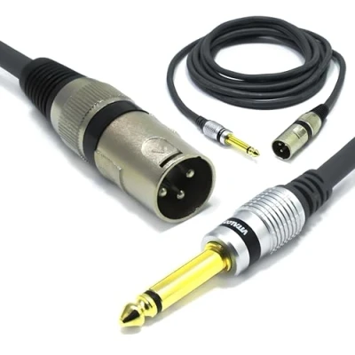 Image of XLR Male to Jack 6.35 1/4&quot; Mono 1.5m Cable Vitalco 3 Pin Microphone TS 1/4 Inch Lead