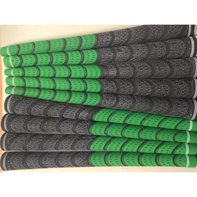 Image of New Set of 9 green and Black Compound Golf Grips + Tape instructions