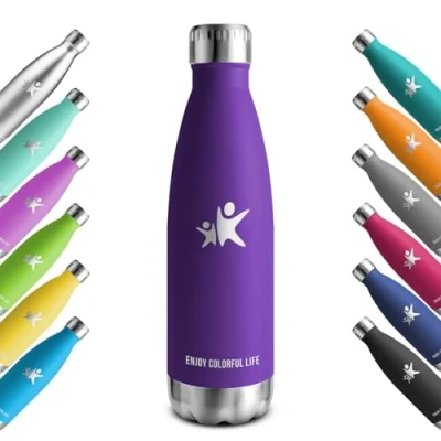 Image of KollyKolla Stainless Steel Water Bottle, 750 ml, Vacuum Thermos Flask, BPA Free, Leak Proof Suitable for Carbonated Drinks, Insulated Sports, School, Fitness,