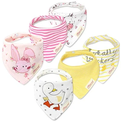 Image of Baby Dribble Bibs Bandana for Drooling and Teething 6PCS Boys Girls Super Absorbent Pure Cotton 0 3 Years
