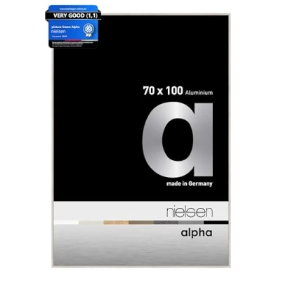 Image of nielsen Alpha Photo Frame 70x100cm Aluminium Picture Frame, Oak White with Protective Float Glass and Push Turn Clips