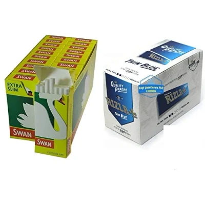 Image of Rizla Blue Cigarette Rolling Papers and Swan Extra Slim Filter Tips (600)