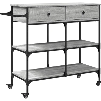 Image of vidaXL Kitchen Trolley Grey Sonoma 105x42x95 cm Engineered Wood