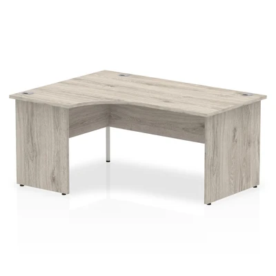 Image of Impulse 1600mm Left Crescent Desk Grey Oak Top Panel End Leg